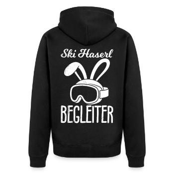 Apres APRES-SKI HASEN BETREUER LUSTIG - Unisex Premium Bio Zip Hoodie - Schwarz - Hinten - Nico (187cm)