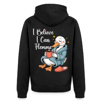 Humor – ich glaube, ich kann Flemme - Unisex Premium Bio Zip Hoodie - Schwarz - Hinten - Nico (187cm)