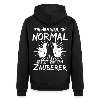 Zauberer - Unisex Premium Bio Zip Hoodie - Schwarz - Hinten - Nico (187cm)