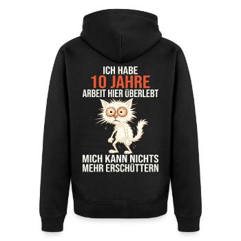 10 Year Company Anniversary Service Anniversary Work - Unisex Premium Organic Zip Hoodie - black - Back - Nico (187cm)