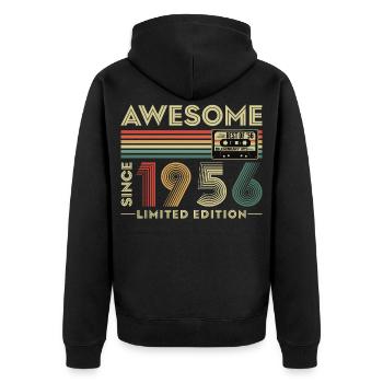Cadeau de 70e anniversaire 1956 Vintage Retro - Veste à capuche bio Premium Unisexe - noir - Dos - Nico (187cm)