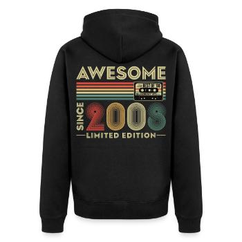 18th Birthday Gift 2008 Vintage Retro - Unisex Premium Organic Zip Hoodie - black - Back - Nico (187cm)