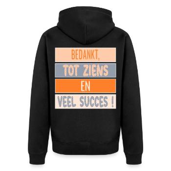 Danke – Viel Glück - Unisex Premium Bio Zip Hoodie - Schwarz - Hinten - Nico (187cm)