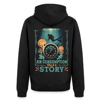 Diver Recreational Diving Air Consumption Tells A Story - Unisex Premium Organic Zip Hoodie - black - Back - Nico (187cm)
