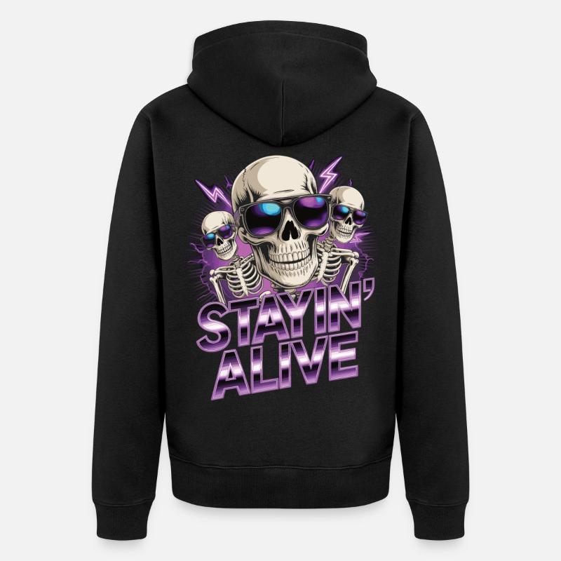 T-shirt Retro Skull – Conception néon - Veste à capuche bio Premium Unisexe - noir
