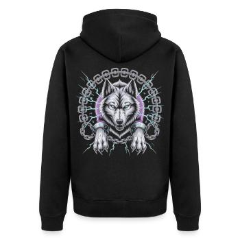 T-shirt Nordic Wolf – Runes & Colliers - Veste à capuche bio Premium Unisexe - noir - Dos - Nico (187cm)