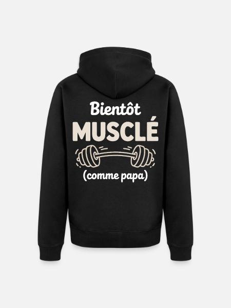 bientôt musclé comme papa gym musculation - Veste à capuche bio Premium Unisexe - noir