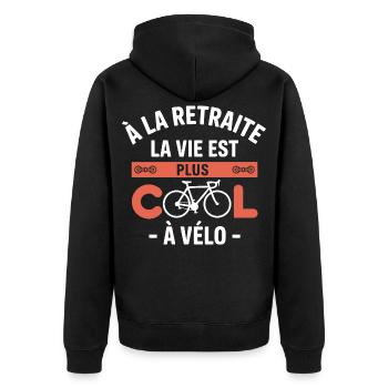Altersvorsorge ist cooler Fahrrad Geschenkrad - Unisex Premium Bio Zip Hoodie - Schwarz - Hinten - Nico (187cm)