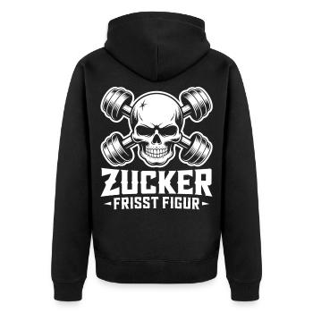 Sugar Eats Figure Skull Dumbbells - Unisex Premium Organic Zip Hoodie - black - Back - Nico (187cm)