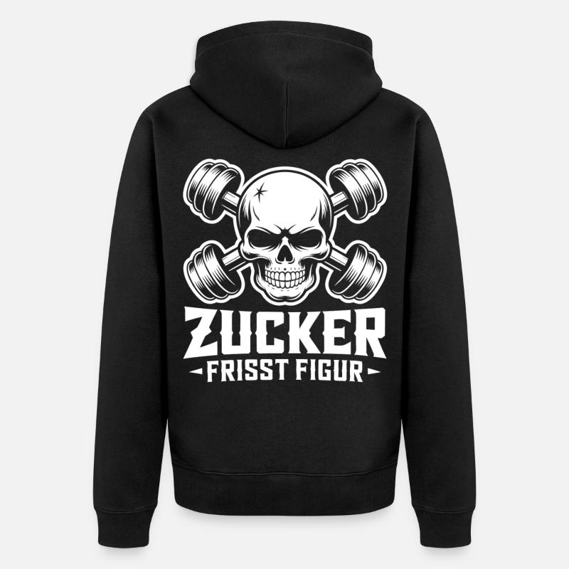 Haltères de Sucre Mange Figure Skull - Veste à capuche bio Premium Unisexe - noir