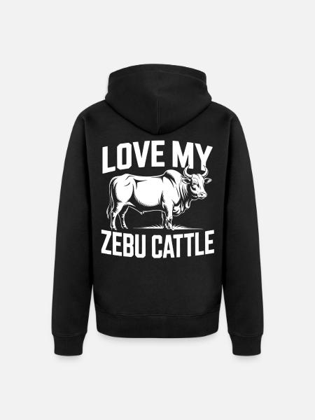 Liebe mein Zebu Vieh - Unisex Premium Bio Zip Hoodie - Schwarz