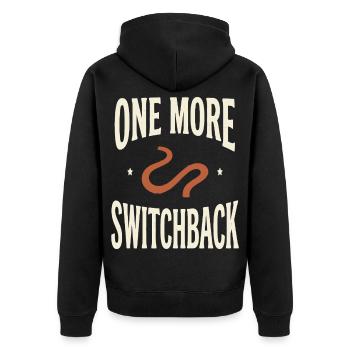 One More Switchback Lettering Motif - Unisex Premium Organic Zip Hoodie - black - Back - Nico (187cm)