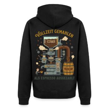 Meulée à plein temps payée sous forme d’espresso - Veste à capuche bio Premium Unisexe - noir - Dos - Nico (187cm)