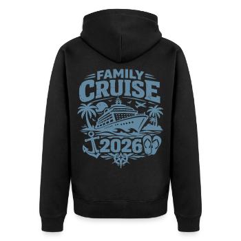 Family Cruise 2026 - Unisex Premium Organic Zip Hoodie - black - Back - Nico (187cm)