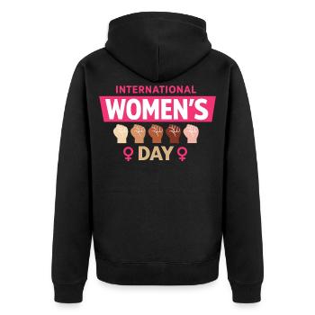 Internationaler Frauentag Frauenpower Geschenk - Unisex Premium Bio Zip Hoodie - Schwarz - Hinten - Nico (187cm)