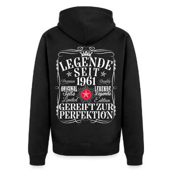 65. Geburtstag Mann Frau 65 Jahre 1961 Deko Lustig - Unisex Premium Bio Zip Hoodie - Schwarz - Hinten - Nico (187cm)