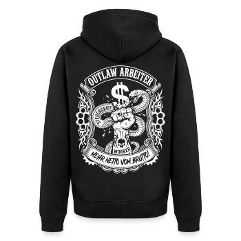 Ouvrier hors-la-loi écrase le poing du serpent fiscal - Veste à capuche bio Premium Unisexe - noir - Dos - Nico (187cm)