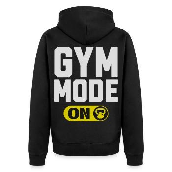 Mode Gym sur Graphique - Veste à capuche bio Premium Unisexe - noir - Dos - Nico (187cm)