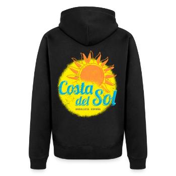 Costa del Sol Spanien Andalusien Málaga Souvenir - Unisex Premium Bio Zip Hoodie - Schwarz - Hinten - Nico (187cm)