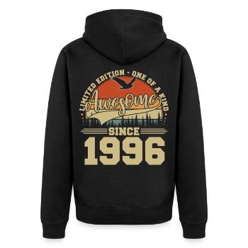 1996 Vintage Vintage Birthday Retro Gift - Unisex Premium Organic Zip Hoodie - black - Back - Nico (187cm)