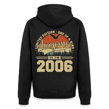 2006 Vintage Vintage Birthday Retro Gift - Unisex Premium Organic Zip Hoodie - black - Back - Nico (187cm)