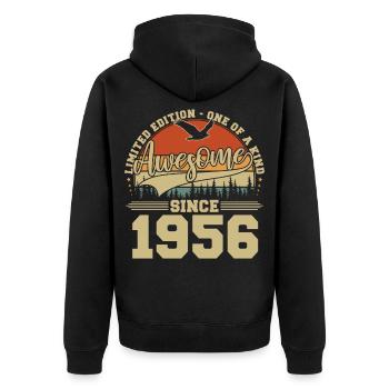 1956 Vintage Jahrgang Geburtstag Retro Geschenk - Unisex Premium Bio Zip Hoodie - Schwarz - Hinten - Nico (187cm)