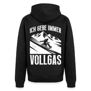 Bob Fahrer ICH GEBE IMMER VOLLGAS LUSTIG - Unisex Premium Bio Zip Hoodie - Schwarz - Hinten - Nico (187cm)