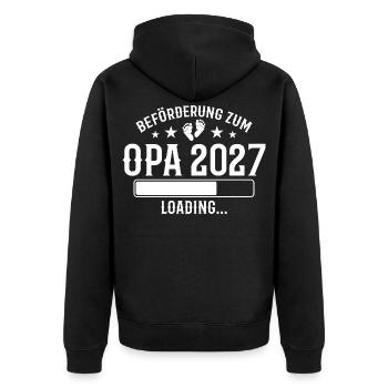 Annonce de grossesse de grand-père en 2027 - Veste à capuche bio Premium Unisexe - noir - Dos - Nico (187cm)