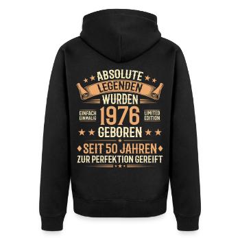 50e anniversaire Legend Vintage Gift 1976 - Veste à capuche bio Premium Unisexe - noir - Dos - Nico (187cm)