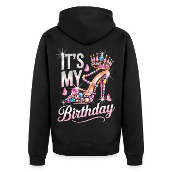 T-shirt Princesse Couronne pour fête d’anniversaire - Veste à capuche bio Premium Unisexe - noir - Dos - Nico (187cm)