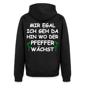 Là où le poivre pousse un drôle de dicton - Veste à capuche bio Premium Unisexe - noir - Dos - Nico (187cm)