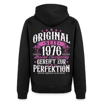 Original 1976 Jahrgang Retro Geburtstag Geschenk - Unisex Premium Bio Zip Hoodie - Schwarz - Hinten - Nico (187cm)