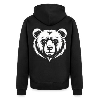 Minimalist Bear Head Line Art Design - Unisex Premium Organic Zip Hoodie - black - Back - Nico (187cm)