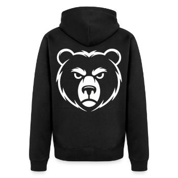 Dessin artistique minimaliste de la tête d’ours - Veste à capuche bio Premium Unisexe - noir - Dos - Nico (187cm)