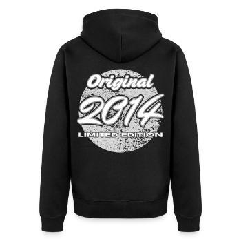 12th Birthday 2014 Boys and Girls Gift - Unisex Premium Organic Zip Hoodie - black - Back - Nico (187cm)