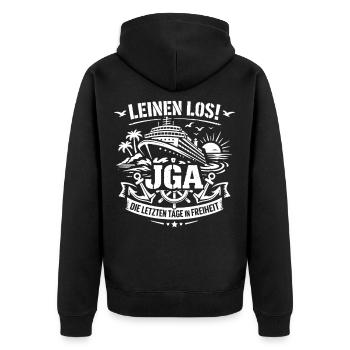 Larguez les amarres ! Enterrement de vie de garçon en haute mer - Veste à capuche bio Premium Unisexe - noir - Dos - Nico (187cm)