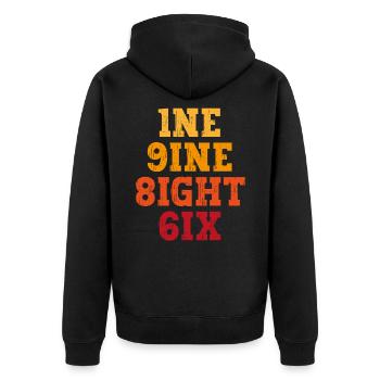 Vintage 1986 - Unisex Premium Organic Zip Hoodie - black - Back - Nico (187cm)