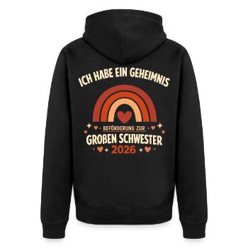 Promotion to Big Sister 2026 Gift - Unisex Premium Organic Zip Hoodie - black - Back - Nico (187cm)