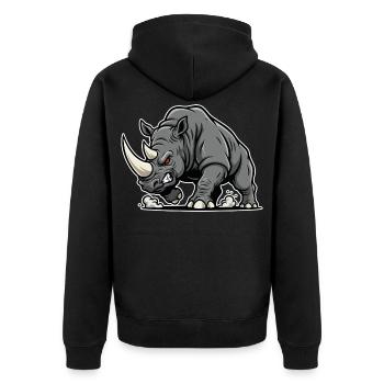 Rhinoceros Powerful Anger Wild Animal Logo - Unisex Premium Organic Zip Hoodie - black - Back - Nico (187cm)