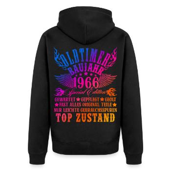 60. Geburtstag Mann Frau 60 Jahre Deko 1966 Gesche - Unisex Premium Bio Zip Hoodie - Schwarz - Hinten - Nico (187cm)