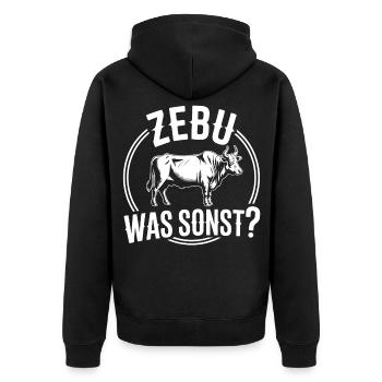 Zèb, quoi d’autre, humour de vache - Veste à capuche bio Premium Unisexe - noir - Dos - Nico (187cm)