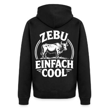 Zebu Simply Cool Circle Logo - Unisex Premium Organic Zip Hoodie - black - Back - Nico (187cm)