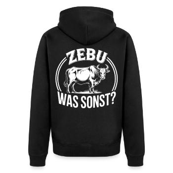 Zebu What else? Graphics - Unisex Premium Organic Zip Hoodie - black - Back - Nico (187cm)