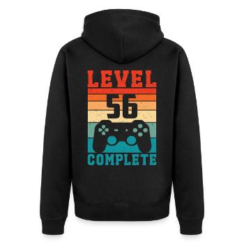 56. Geburtstag Level 56 Complete 56 Jahre Gamer - Unisex Premium Bio Zip Hoodie - Schwarz - Hinten - Nico (187cm)