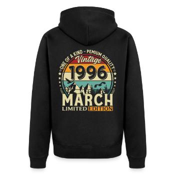30th Birthday Gift Husband Vintage March 1996 - Unisex Premium Organic Zip Hoodie - black - Back - Nico (187cm)