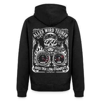 Everything is getting more expensive, but wages are stagnating - Unisex Premium Organic Zip Hoodie - black - Back - Nico (187cm)
