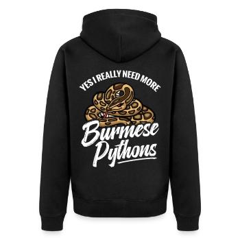 Python-Liebhaber Schlangen-Mama Terrarium-Reptilien-Papa - Unisex Premium Bio Zip Hoodie - Schwarz - Hinten - Nico (187cm)