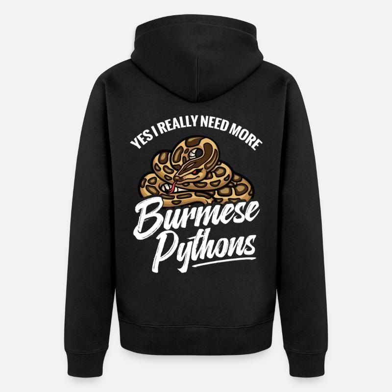 Python-Liebhaber Schlangen-Mama Terrarium-Reptilien-Papa - Unisex Premium Bio Zip Hoodie - Schwarz