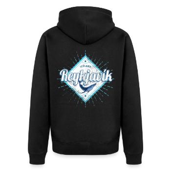 Reykjavík Hauptstadt von Island Retro Wal Souvenir - Unisex Premium Bio Zip Hoodie - Schwarz - Hinten - Nico (187cm)