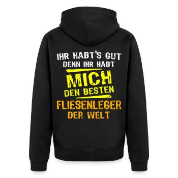 Tiler Gift - Unisex Premium Organic Zip Hoodie - black - Back - Nico (187cm)